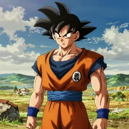 Son Goku digital art in the anime art style of ufotable