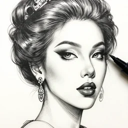 sketchbook retro queen ink drips, magnificent, close up, details, sharp focus, elegant, highly detailed, illustration, by jordan grimmer and greg rutkowski, intricate, beautiful, trending artstation, pixiv, digital art