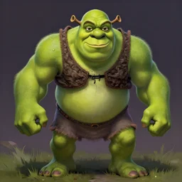 Digital painting of Shrek as The Hulk