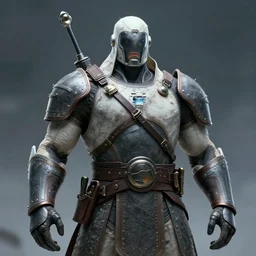 a warrior dressed like a giant vaccine, character portrait by greg rutowski, 4k, masterpiece