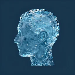 icon of a realistic human head made out of water