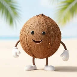 A coconut with arms and legs