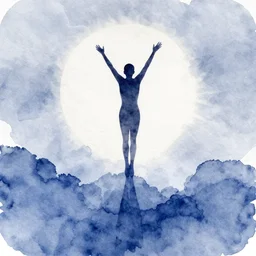a beautiful watercolor painting of a silhouetted figure's ascension into the light, digital painting, artstation, concept art, lighting by delphin enjolras, smooth, sharp focus, dynamic lighting, ultrarealistic, cinematic, octane render, 8 k