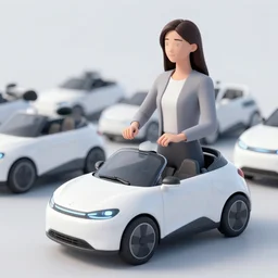 a woman who has gained control over an army of self driving cars and robots that follow her every order. Concept Art by Mariusz Wyszomirski.