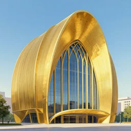 gothic golden curve zaha hadid architecture by hugh ferriss, colorful