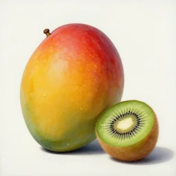 surreal mango and kiwi fruits masterpiece painting by salvador dali
