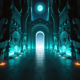 symmetric!! vanishing point ， octane render, epic, steampunk gate to another heavenly realms dimension ， night, surreal, aqua blue, huge ， highly detailed, artstation, smooth,, smooth, sharp focus, illustration, warm top light ， concept art by raphael lacoste ， artgerm and john berkey, dream, digital painting,
