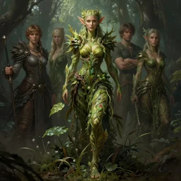 martial artist dryad, woman made of plants, fantasy character portrait full body concept art, intricate details, by greg rutkowski, ilya kuvshinov, gaston bussiere, craig mullins, simon bisley