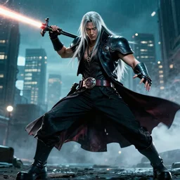 mr clean playing sephiroth, 4 k, hollywood still, action movie