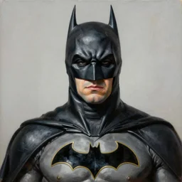 high quality high detail painting by lucian freud, hd, portrait of a batman, photorealistic lighting