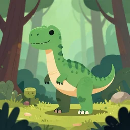 an illustration of a dinosaur 0 rz 5 in the woods, trending on artstation, central composition, very cartoon, shape focus, high detailed, by anton fadeev rw 0 4