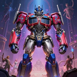 A digital matte intricate illustration concept art of collosal gigantic liberty prime robotic mech Homelander America inspired art by Charlie Bowater and Artgerm and Mark Arian and Ross Tran + neon colors, wakfu colors + symmetry + greco-roman art, intricate complexity, epic composition, magical atmosphere, highly detailed, cinematic lighting + masterpiece, trending on artstation + 8k