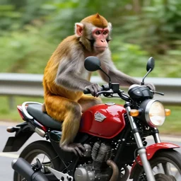 a monkey is riding a motorcycle
