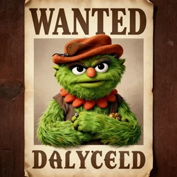 an old - west style wanted poster of oscar the grouch