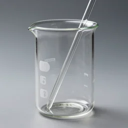 chemical beaker with stick inside, an 8 k photograph. volumetric lighting, sub surface scattering, masterpiece, artgem. hard light, high detail