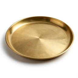 brass serving tray, professional product shot, isolated on a pure white background, centered, entire object in frame, sharp focus, soft studio lighting