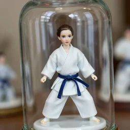 cinestill 5 0 d, 8 k ; beautiful hyperrealistic real - life azure eyes britt marling porcelain gauze aikido figurine in victorian glass jar in frontiers in porcelain photography fashion june medium full shot closeup portrait edition, tilt shift background