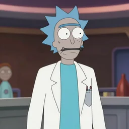 film still of rick sanchez lab coat blue shirt in the new scifi movie 4 k