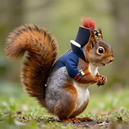 a giant fluffy squirrel carrying napoleon bonaparte on its back, by sophie anderson