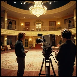 photorealistic cinematography of the overlook hotel from stanley kubrick's 1 9 8 0 film the shining, inside the soundstage set for the overlook hotel interior shot on 3 5 mm eastman 5 2 4 7 film by the shining cinematographer john alcott shot on a wide kinoptik tegea 9. 8 mm lens. with golden ratio composition