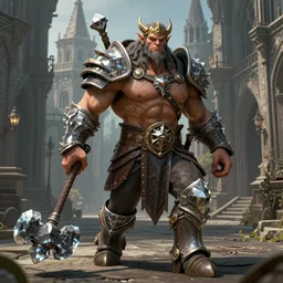 detailed realistic face full body portrait octane render of a muscular beautiful goliath in daedric - armor, battlehammer made of crystal, ultra wide shot, poising for the camera, on an medieval gothic street, in the style of greg rutkowski and hans zatzka, digital art, sharp focus, highly realistic
