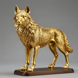 gorgeous wolf statue with gold filigree