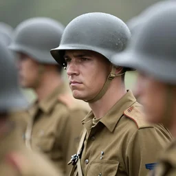 soldiers wearing bucket helmets,