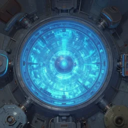nuclear reactor core, blue glow, solarpunk, studio ghibli, jean - baptiste monge, octane render, 4 k, symmetry