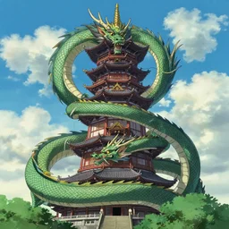 gigantic tower, majestic japanese dragon winding around it, reaching for the sky, makoto shinkai, studio ghibli, anime, yoji shinkawa, wadim kashin, artstation, 4 k, concept art, grimgar