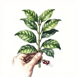 coffee plant, hand drawn, engraved vector, by alexanderpokusay
