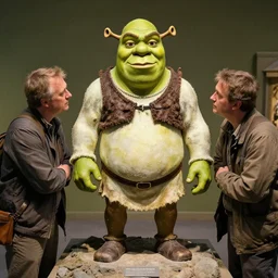 archaeologists discovering a lost statue of shrek