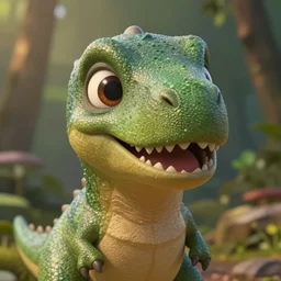 very beautiful portrait of an extremely cute and adorable dinosaur, smooth, perfect face, fantasy, character design by mark ryden and pixar and hayao miyazaki, sharp focus, concept art, intricate detail, cinematic lighting, hyperrealistic, 5 0 mm, diorama macro photography, 8 k, nature background