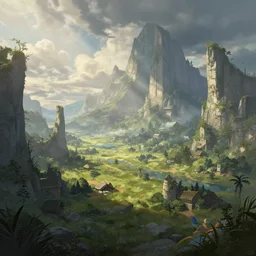 wide fantasy landscape by anthony avon, artstation