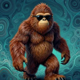 ( sasquatch, bigfoot wearing sunglasses ) ( ( ( hyper detailed masterpiece, psychedelic fractal pattern, jean giraud, digital art painting, dream wave aesthetic, ethereal, artgerm, donato giancola, tom bagshaw ) ) ) ( ( ( ( stained glass, ink painting ) ) ) )