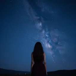 girl with beautiful stary sky
