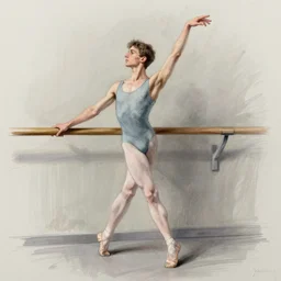 sketch ballet dancer holding the handlebar to practice by николаи дмитриевич блохин