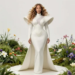 un dia de paz! beyonce in futuristic dress by iris van herpen, arte koto no ha no niwa, makoto shinkai, moebius, milo manara, hugo pratt, french comic art, semi - realistic anime, portrait, beautiful face, symmetrical face, trending on pixiv, detailed, clean lines, sharp lines, crisp lines, award winning illustration, masterpiece, 4 k
