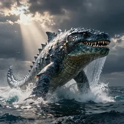 ocean monster water flowing dramatic lighting establishing shot extremely high detail foto realistic cinematic lighting post processed