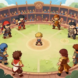 photo cartoon illustration comics manga painting of battle arena : 6 fantasy, digital painting, unreal engine, 8 k, volumetric lighting, contrast