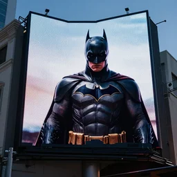 batman advertising on a led billboard in los angeles, photorealistic, dynamic light, ultra detailed, cinematic, hyper realistic