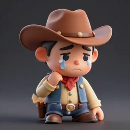 sad cowboy, crying cowboy, tears, cowboy hat, 3D model