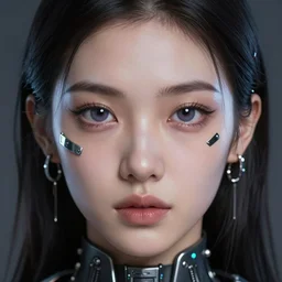 Beautiful Cyberpunk girl face, cyberpunk metal implants, closeup shot, 4k, artstation, artstationHD, trending, masterpiece, digital art