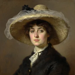 woman wearing a big hat, by john singer sargent.