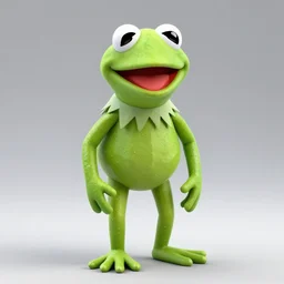 a colorized photo of Kermit The Frog, full 3D, faceted