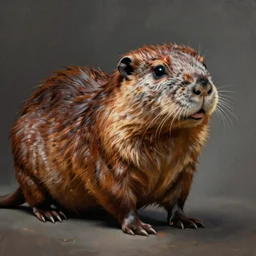 an extremely realistic surrealism painting of an elongated!!!! muskrat!!!! with the face of ((((((((elon musk)))))))), 8k, ultra realistic
