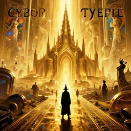 the way of the cyborg temple, movie poster, wizard of oz, solarpunk, golden roads by haza hadid, cyberpunk, fice silhouettes, hyperdetailed, artstation, cgsociety, 8 k, movie pposter designed by richard amsel, by john alvin, by bill gold, composition by shepard fairey and alphonse mucha,