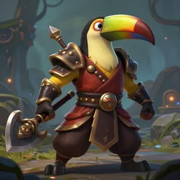 a toucan warrior monk, style of arcane tv series, style of league of legends