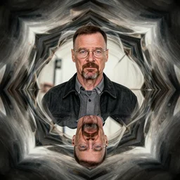a walter white, perfectly centered, symmetrical, droste effect, kaleidoscope effect
