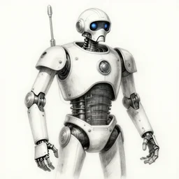 very detailed sketch of a'star wars'robot by leonardo davinci