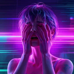vivid dream of resonating pain, vaporwave, HDR, render, 8k